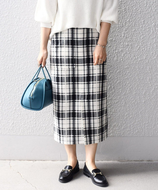 〈手洗い可能〉 チェック タイト スカート