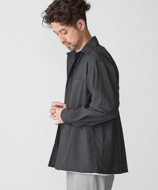 SHIPS:〈洗濯機可能〉TECH PLUS(R) WOOL リラックスフィット レギュラーカラーシャツ