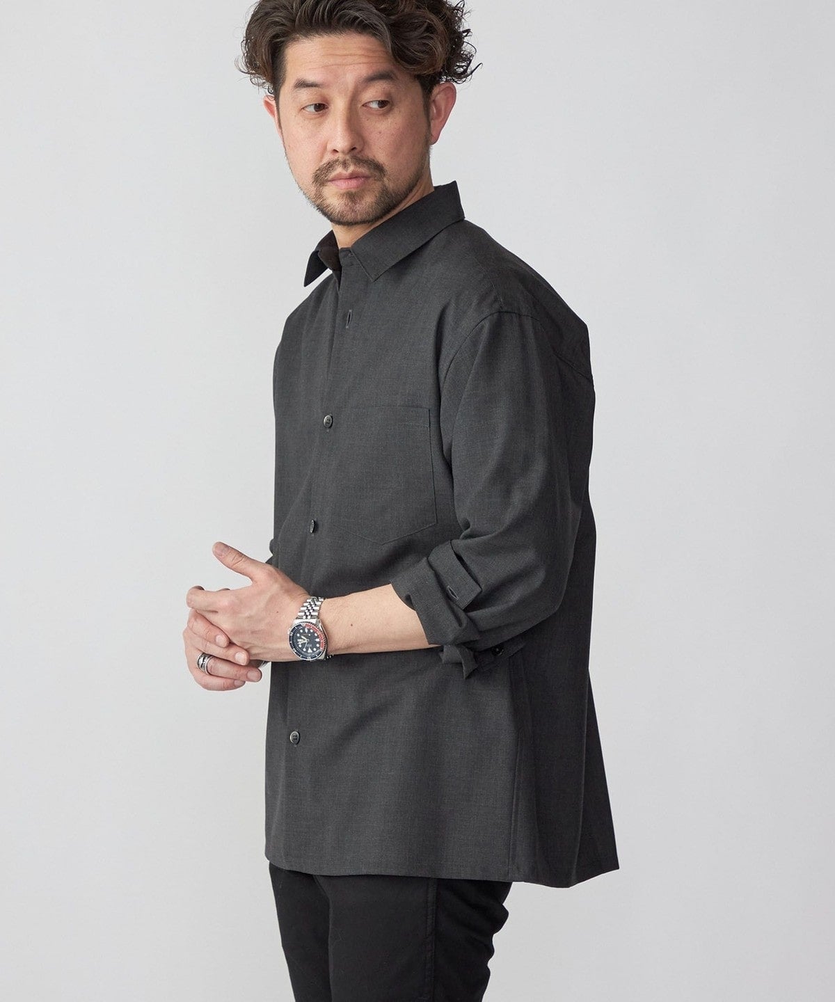 SHIPS:〈洗濯機可能〉TECH PLUS(R) WOOL リラックスフィット レギュラーカラーシャツ