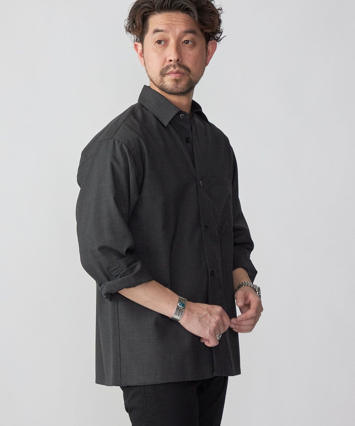 SHIPS:〈洗濯機可能〉TECH PLUS(R) WOOL リラックスフィット レギュラーカラーシャツ