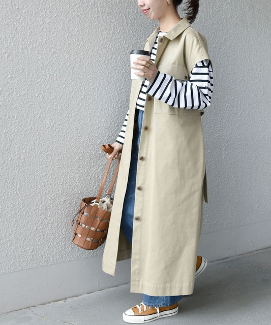 SHIPS any:〈ウォッシャブル〉チノ ワーク ジレ ワンピース