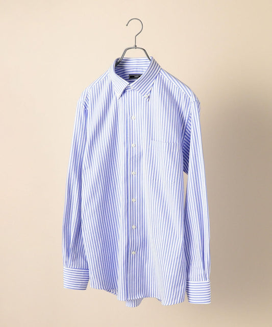 SD: アイス コットン カラミ ストライプ イタリアンボタンダウン シャツ