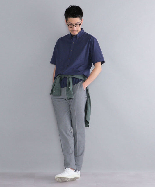 SHIPS: 〈接触冷感〉 アイスタッチ プレーティングジャージー ソリッド / クレリック ボタンダウン ショートスリーブ シャツ