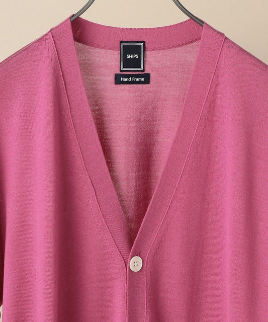 SHIPS:<テレワーク対応可能 手洗い可能>16ゲージ Vネック ニット カーディガン