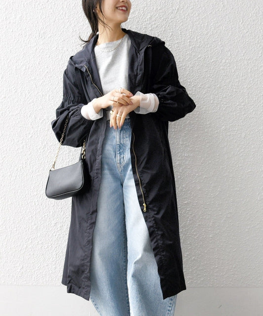 SHIPS any:〈洗濯機可能〉ナイロン シアー サテン フード コート