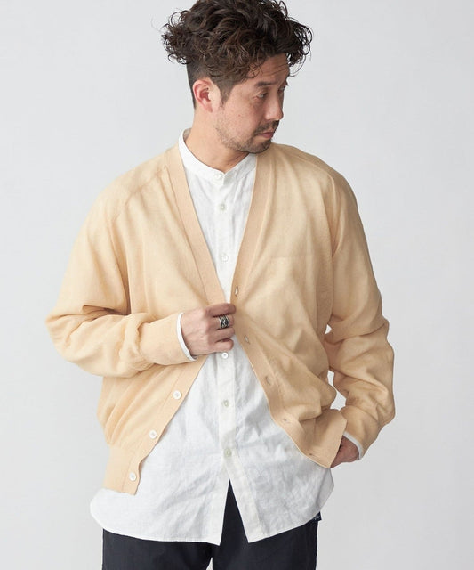 SHIPS: コットン/リネン サマーニット シアー Vカーディガン