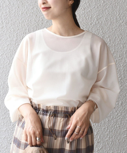 〈手洗い可能〉トリコットオーガンジーシアーTEE