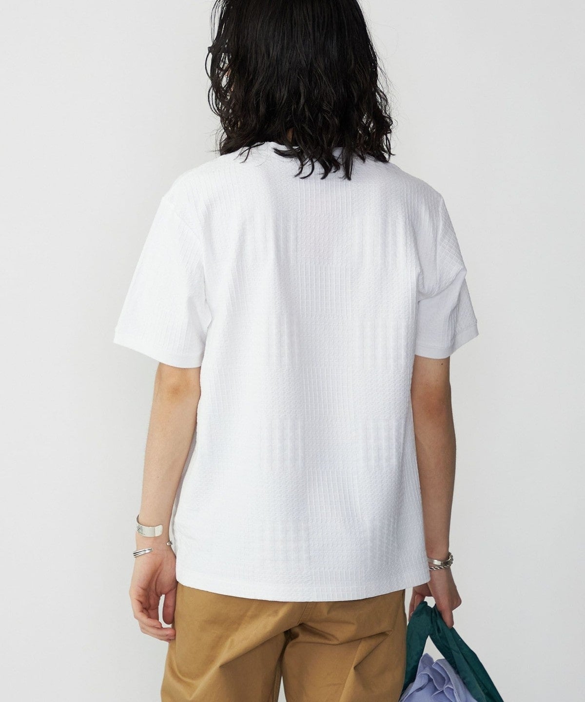 SHIPS: リンクス ジャカード ブロック クルーネック Tシャツ