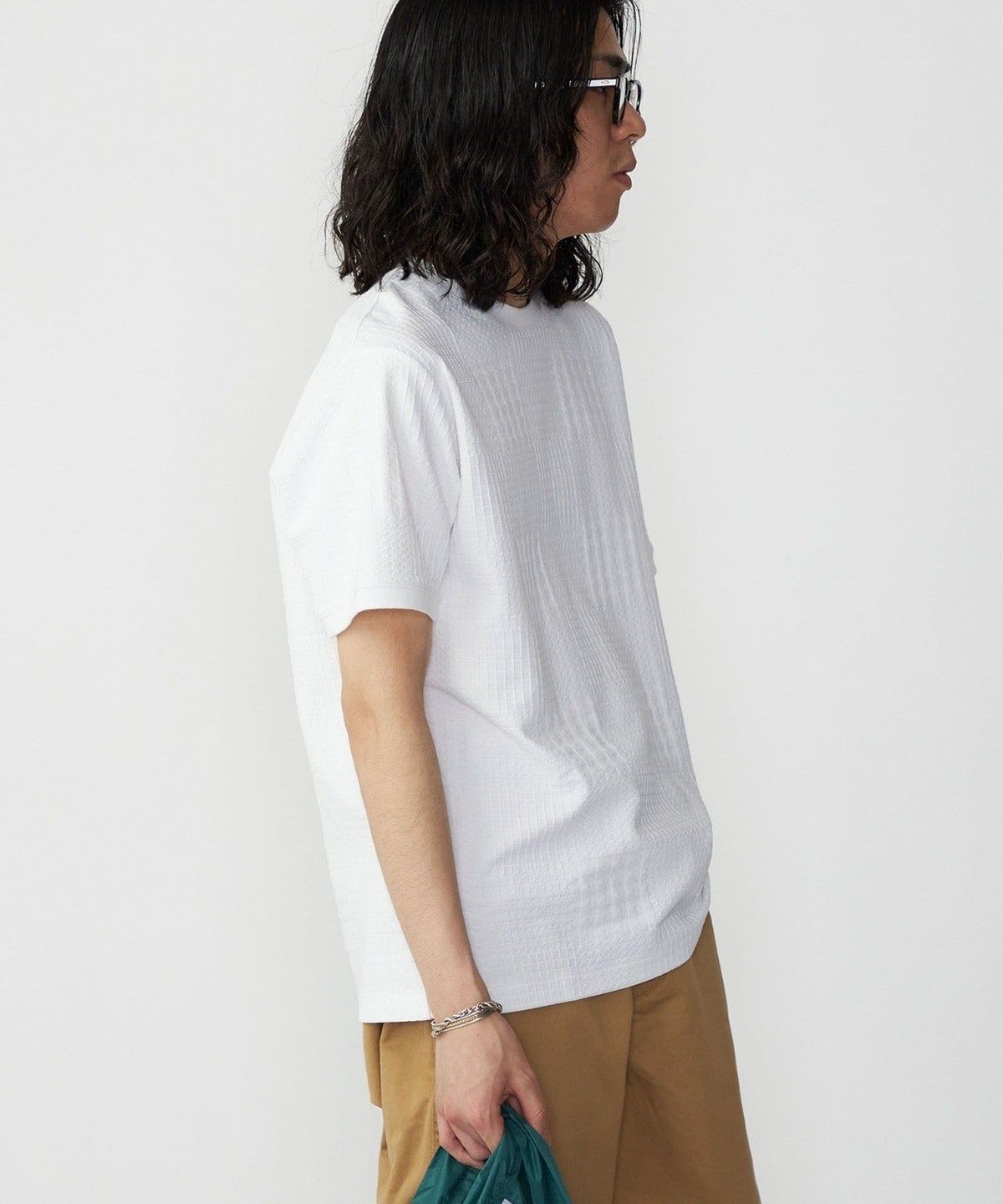 SHIPS: リンクス ジャカード ブロック クルーネック Tシャツ