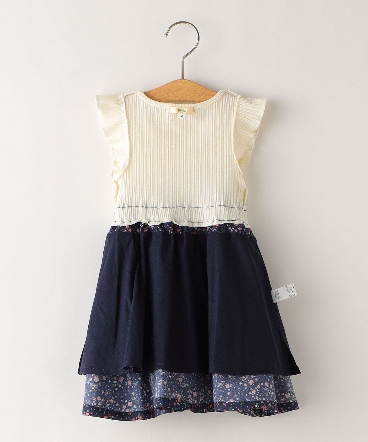 SHIPS KIDS:リブ フラワー ノースリーブ ワンピース(80〜90cm)