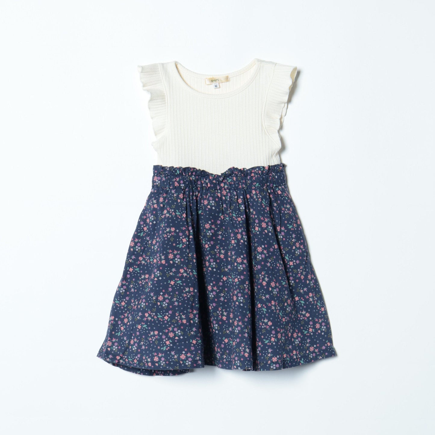 SHIPS KIDS:リブ フラワー ノースリーブ ワンピース(80〜90cm)