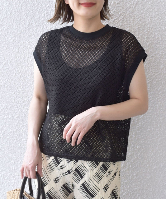 〈手洗い可能〉ラッセル レース フレンチスリーブ プルオーバー