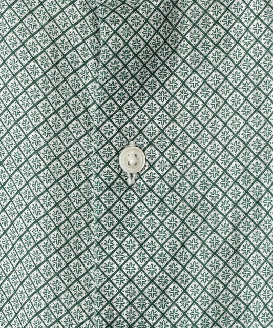 SHIPS: セミワイドカラー モチーフ柄 リネンシャツ