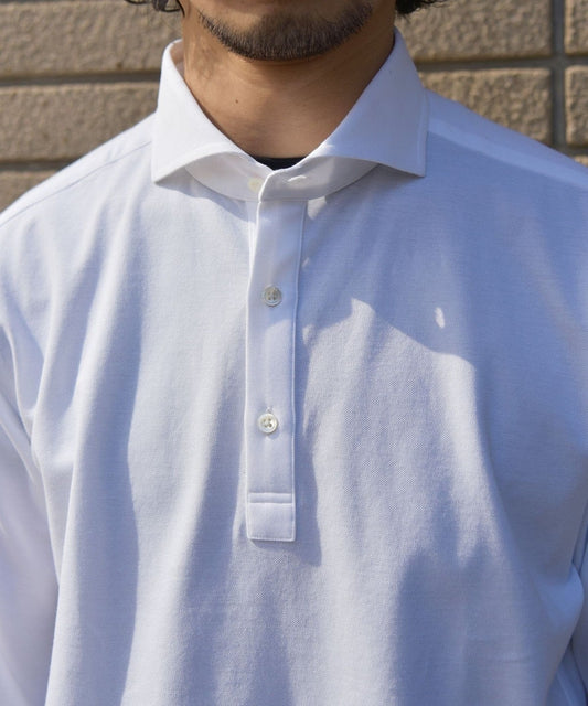 SHIPS:ALBINI 32ゲージ カノコ無地 長袖ポロシャツ