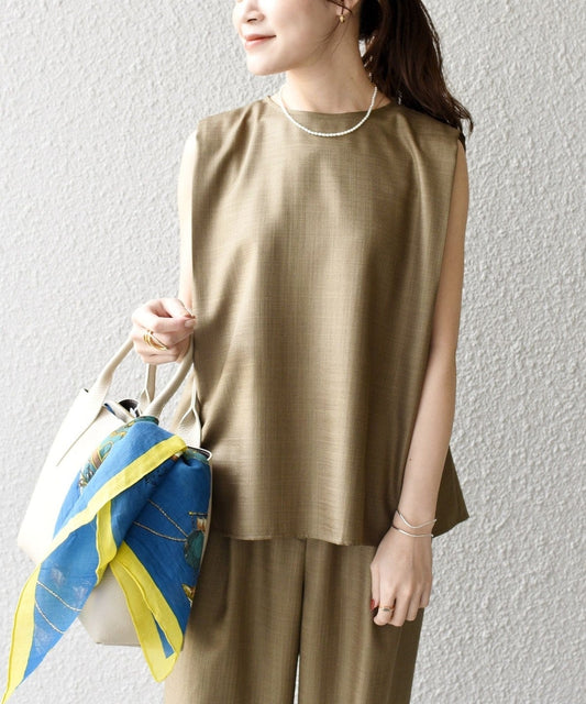 リネンライクスラブノースリーブプルオーバー