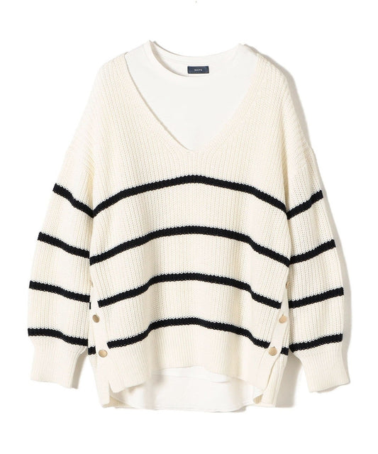 【WEB限定】〈手洗い可能〉スキッパーニット×ロンTセット 21FW