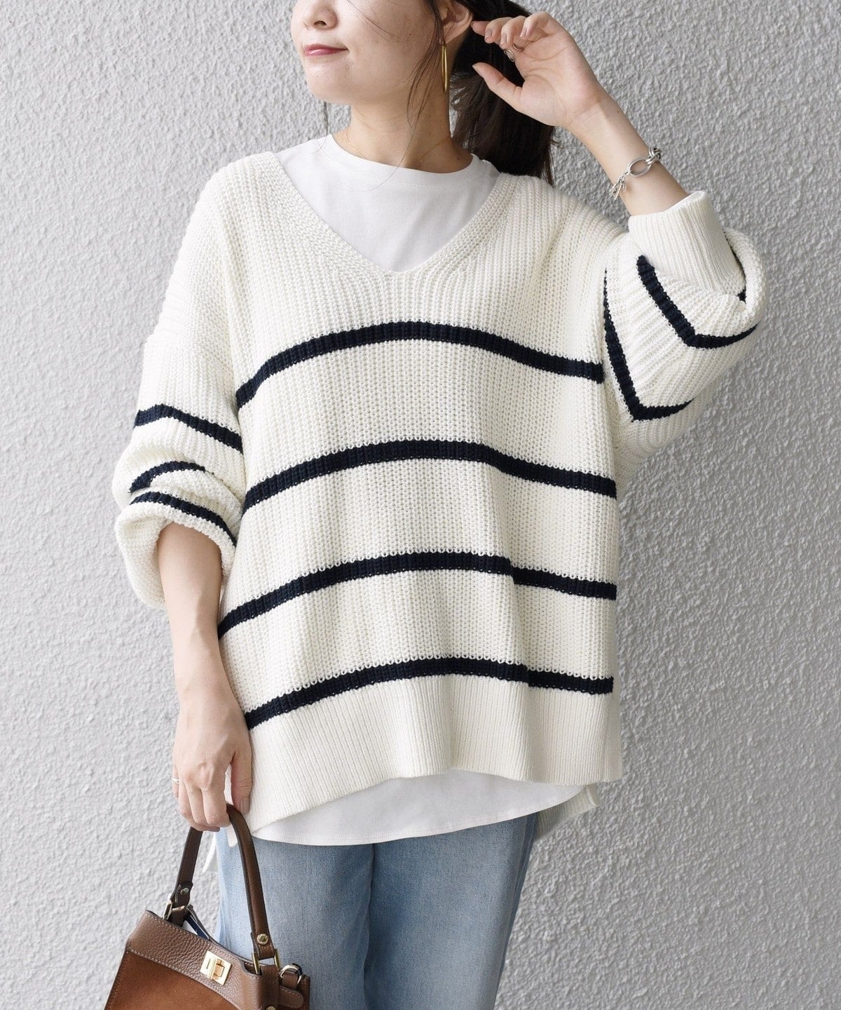 【WEB限定】〈手洗い可能〉スキッパーニット×ロンTセット 21FW