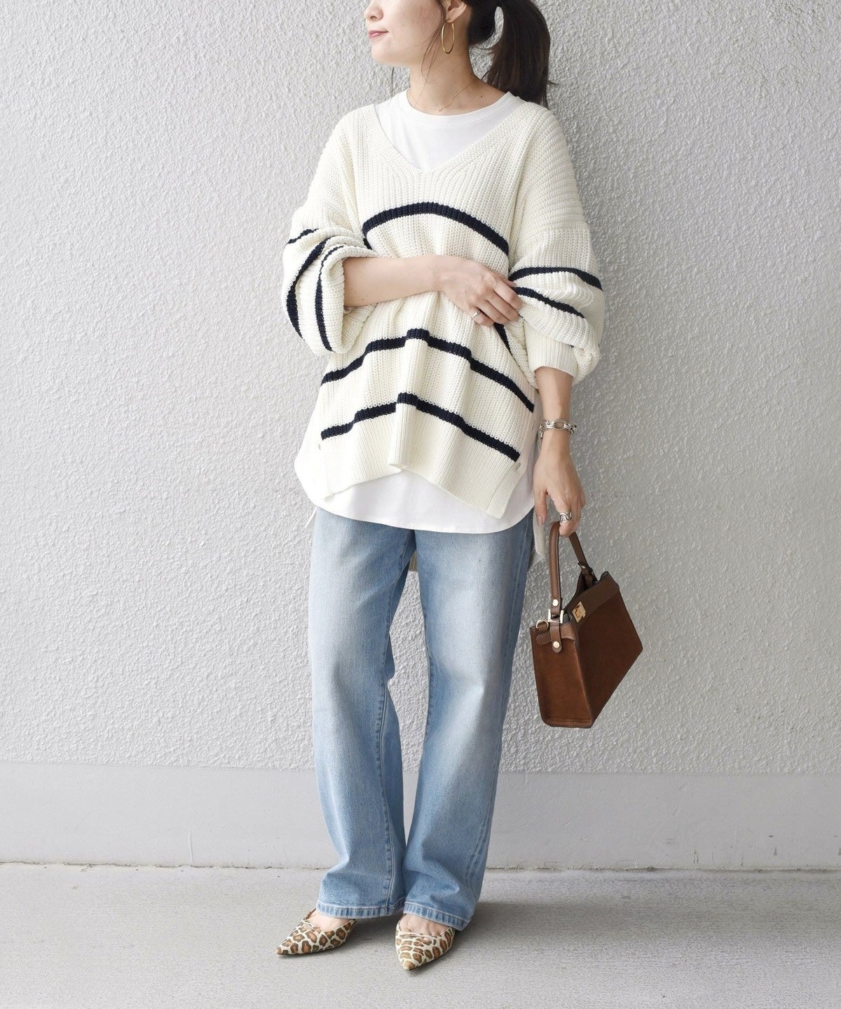 【WEB限定】〈手洗い可能〉スキッパーニット×ロンTセット 21FW