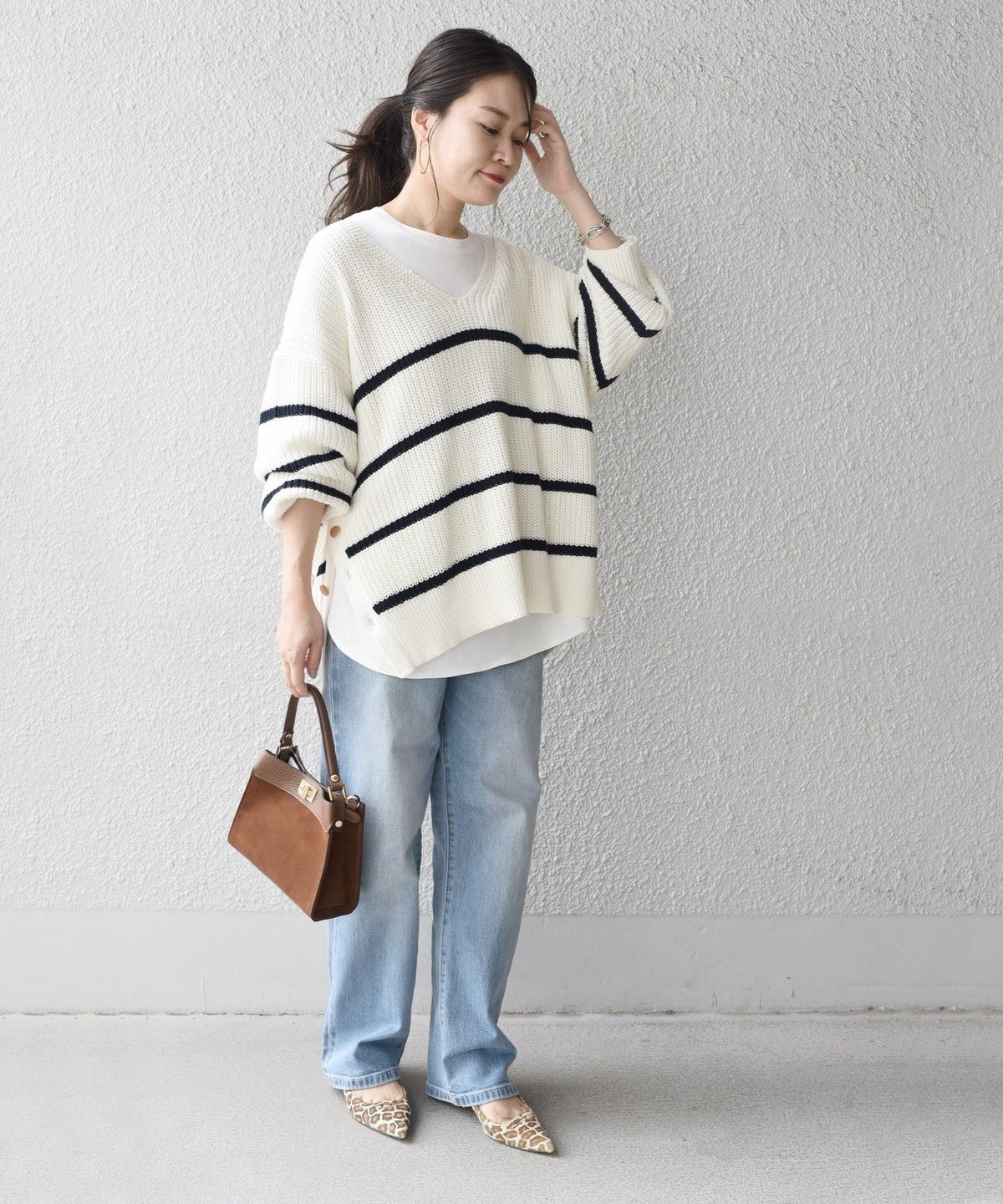 【WEB限定】〈手洗い可能〉スキッパーニット×ロンTセット 21FW