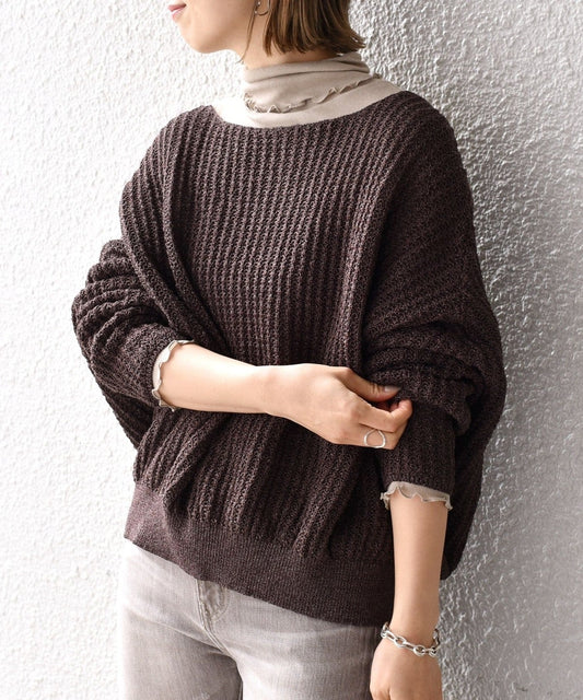 〈手洗い可能〉コットンペーパークルーネックプルオーバー