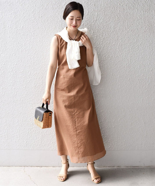 〈手洗い可能〉ワッシャー羽織りワンピース