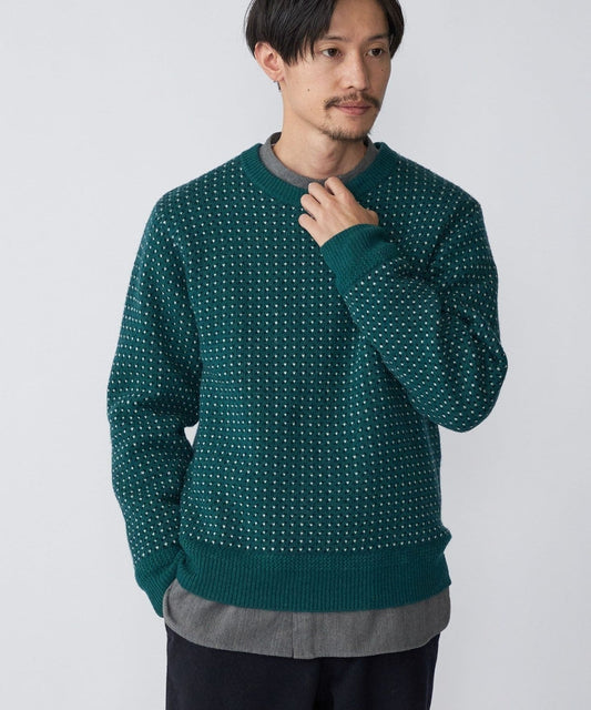 SHIPS: ジャカード バーズアイ クルーネック ニット