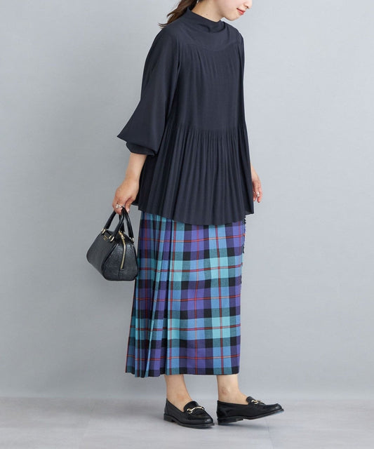 〈手洗い可能〉キュプラポリプリーツブラウス