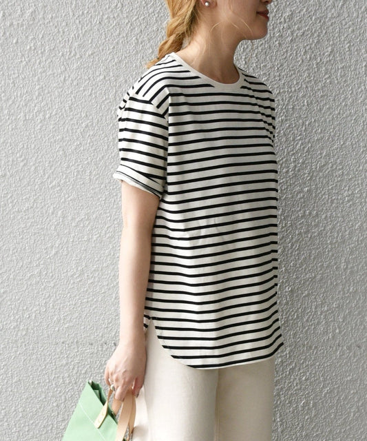 SHIPS any: ラウンドヘム ハーフスリーブ TEE2〈吸水速乾〉