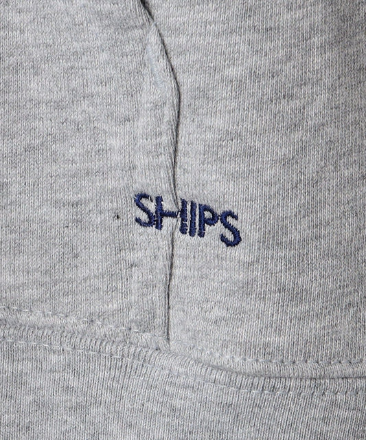 【WEB限定】SHIPS: マイクロ SHIPS 刺繍 ロゴ 裏毛 スウェット プルオーバーパーカー