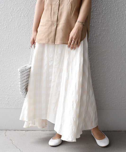 〈手洗い可能〉ギンガムチェックギャザースカート