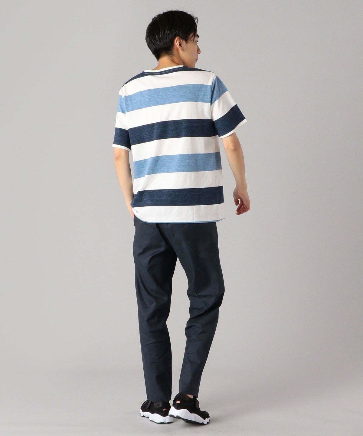 SHIPS: japan quality ワイドボーダー/パネル Vネック Tシャツ