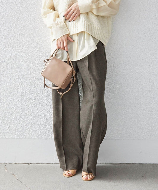 〈手洗い可能〉シャーク ツイード ウエスト タック パンツ