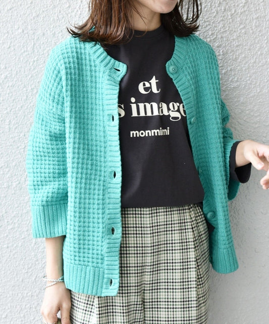 SHIPS any: リサイクルコットン バスケット クルーネック カーディガン