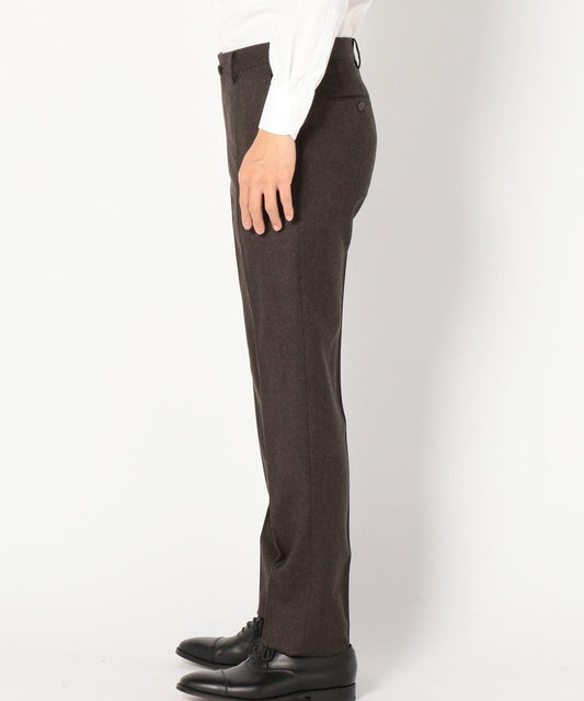 SD: フランネル生地 ノープリーツ スラックス(ブラウン)