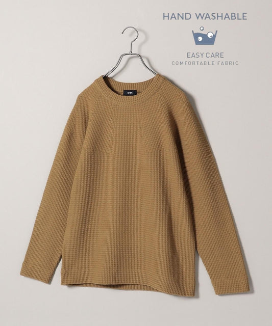 SHIPS: WHOLEGARMENT 球心編み ワッフル クルーネック ニット