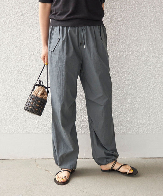〈手洗い可能〉綿 ナイロン 裾 ドロスト パンツ