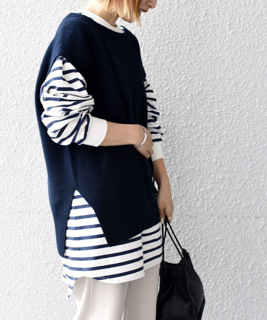 〈手洗い可能〉コットンカシミヤ ニットベスト