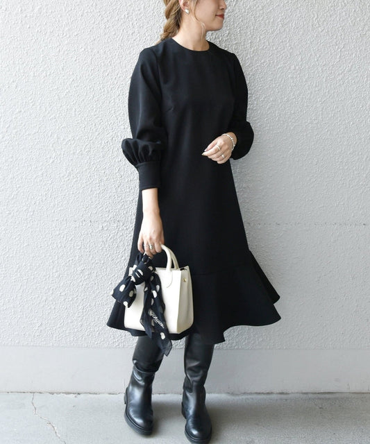 SHIPS any:〈ウォッシャブル〉ペプラム ヘム ミニ ワンピース