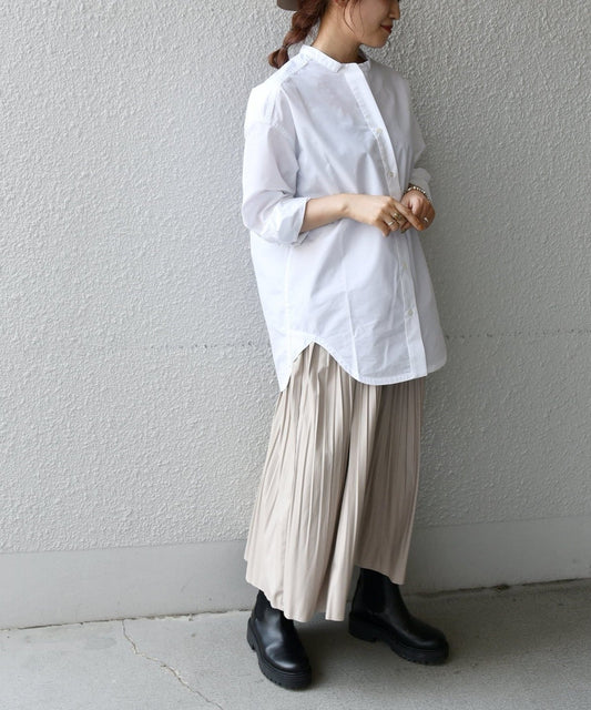 SHIPS any:〈抗菌防臭〉オーガニック RENU バンドカラーシャツ