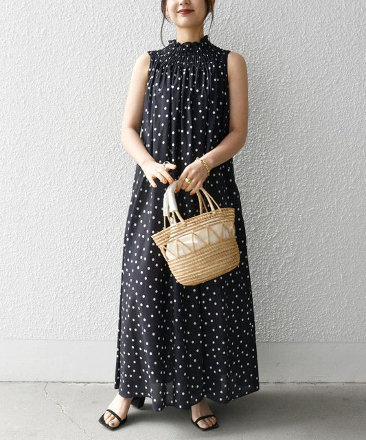 SHIPS any:〈洗濯機可能〉シアー ドット シャーリング マキシ ワンピース