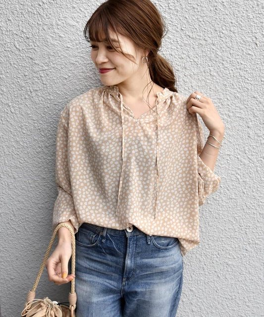 2WAYレオパードハイネックブラウス