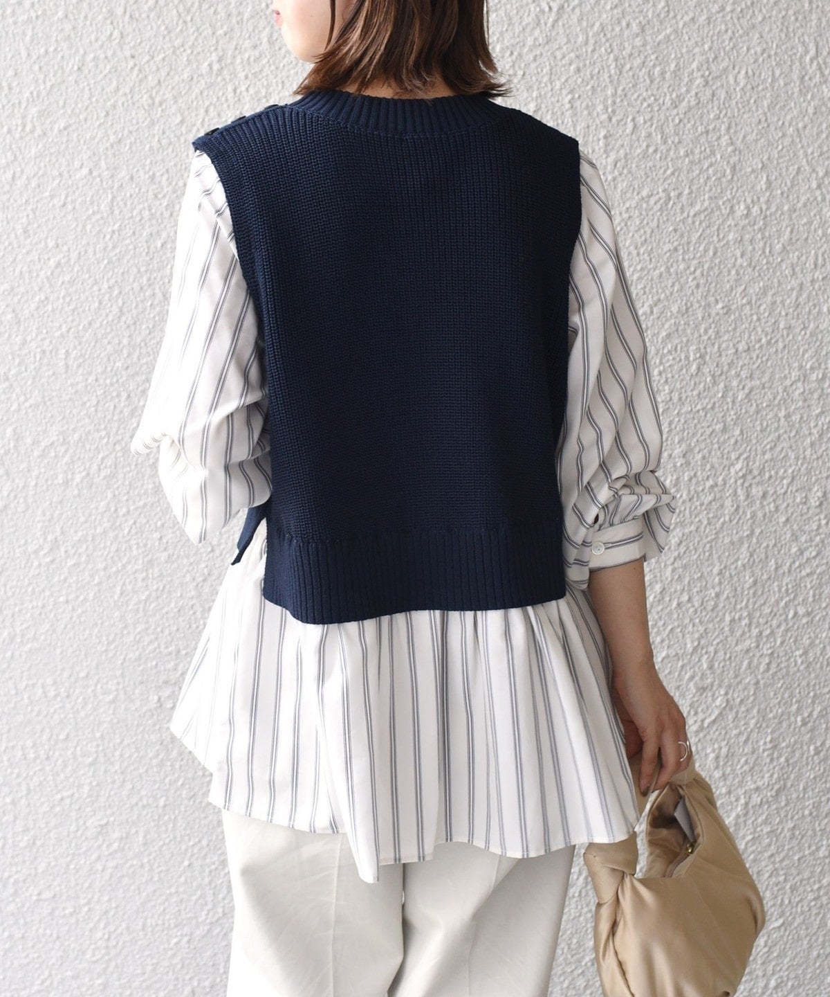 〈手洗い可能〉ベスト×ブラウス ロングスリーブプルオーバー
