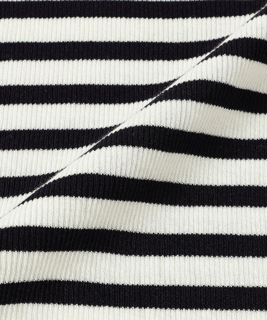 〈手洗い可能〉綿 ナイロン 袖 フレア クルーネック リブ ニット 24SS