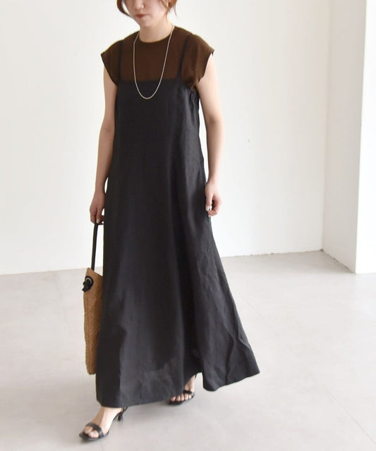 quaranciel:〈洗濯機可能〉フラックス リネン キャミソール ワンピース