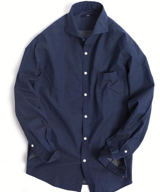 SHIPS: ドビー織り ドット セミワイドカラー シャツ