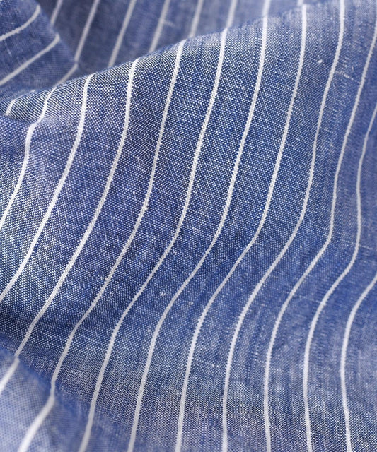 SHIPS: "Shuttle notes" コットン/リネン ナローカラー シャツ