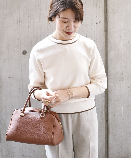 〈手洗い可能〉アイスコットンオーガニッククルーネックプルオーバー