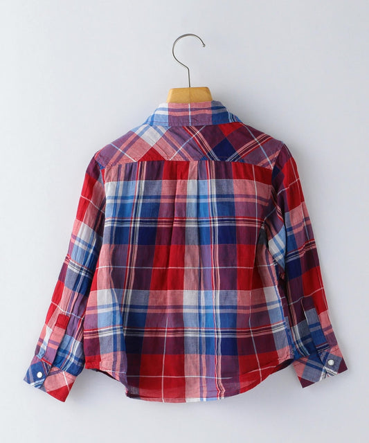 SHIPS KIDS:シャーリング チェック シャツ(100〜130cm)