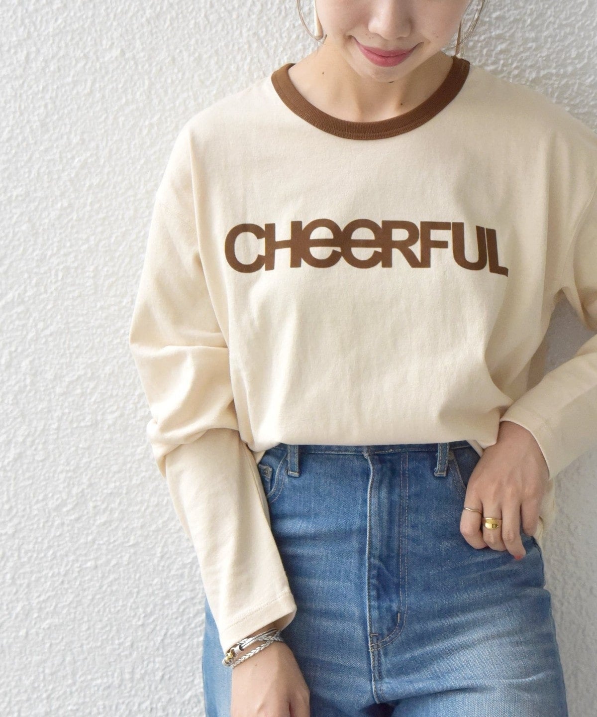 【SHIPS any別注】THE KNiTS: リンガーロゴ ロング スリーブ TEE