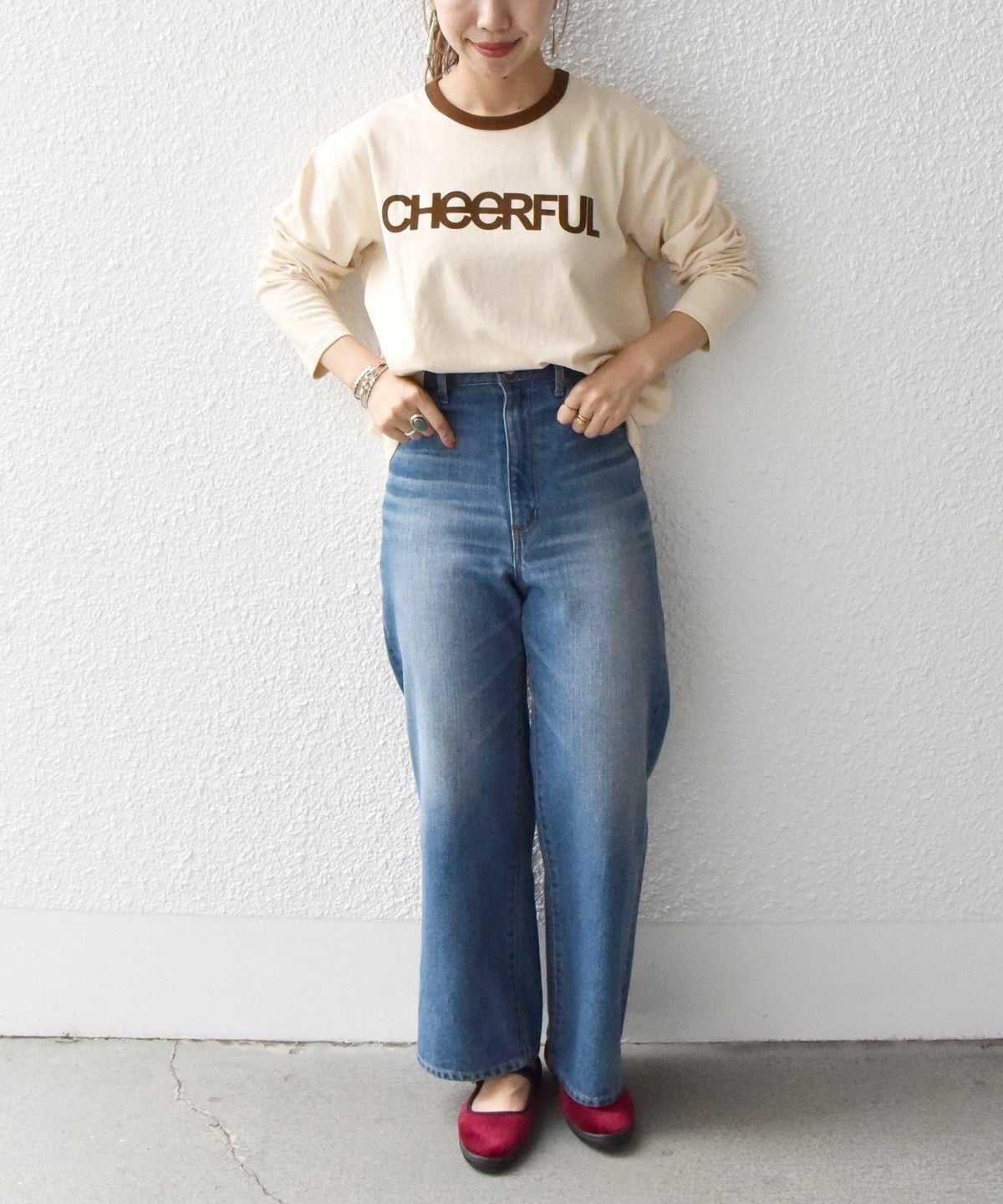 【SHIPS any別注】THE KNiTS: リンガーロゴ ロング スリーブ TEE
